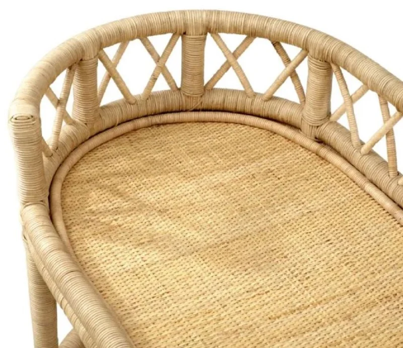 Casa Padrino Luxus Rattan Servierwagen Naturfarben 70 x 44 x H. 88 cm
