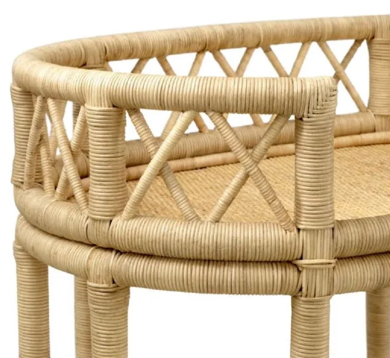 Casa Padrino Luxus Rattan Servierwagen Naturfarben 70 x 44 x H. 88 cm