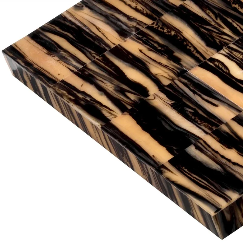 Casa Padrino Luxus Schmuckkasten Naturfarben / Schwarz / Messing 28 cm