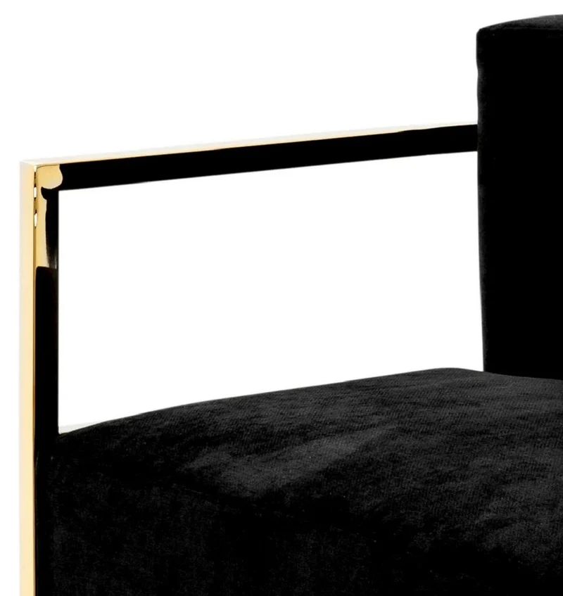 Casa Padrino Luxus Samt Sessel Schwarz / Gold 76 x 76 x H. 70 cm Drehbar - Wohnzimmer Sessel - Hotel Sessel - Wohnzimmer Möbel - Hotel Möbel - Luxus Möbel - Wohnzimmer Einrichtung - Luxus Einrichtung