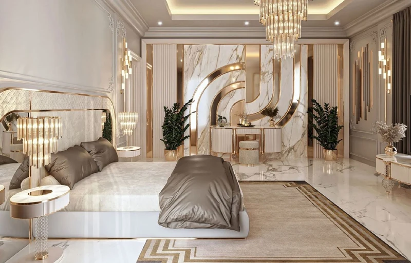 Casa Padrino Luxus Art Deco Schminkkommode Creme / Weiß / Gold 188 x 60 x H. 89 cm - Schminktisch mit Kunstmarmor Platte - Art Deco Schlafzimmer Möbel - Luxus Schlafzimmer Möbel