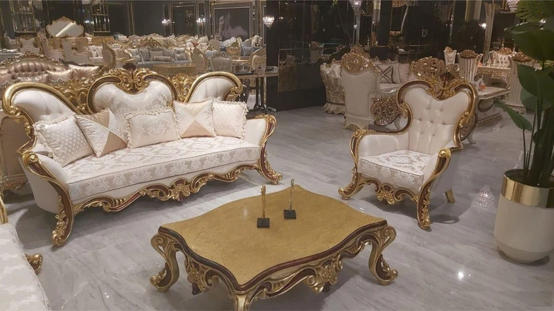 Casa Padrino Luxus Barock Wohnzimmer Sessel Cremefarben / Braun / Gold - Prunkvoller Sessel mit Muster - Handgefertigte Barock Wohnzimmer Möbel