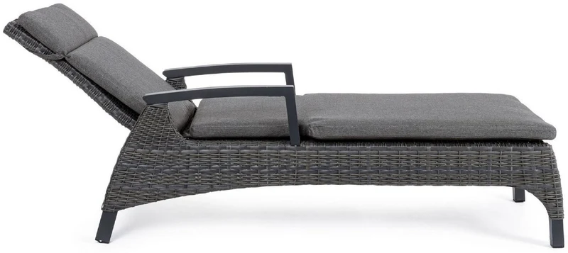 Casa Padrino Luxus Gartenliege Grau / Anthrazit 205 x 70 x H. 72-106 cm - Moderne Wetterbeständige Liege mit verstellbarer Rückenlehne und Armlehnen - Garten Hotel Pool Möbel - Luxus Qualität