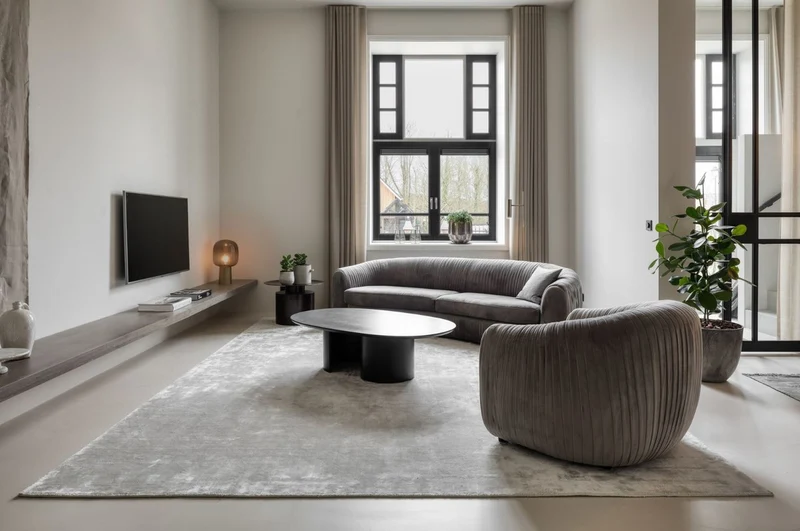 Casa Padrino Luxus Wohnzimmer Teppich Silber-Beige 300 x 400 cm - Rechteckiger Viskose Teppich - Luxus Qualität - Wohnzimmer Deko Accessoires