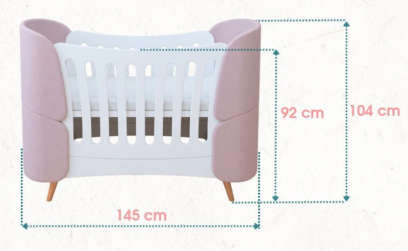 Casa Padrino Luxus Babybett Weiß / Creme / Naturfarben 145 cm