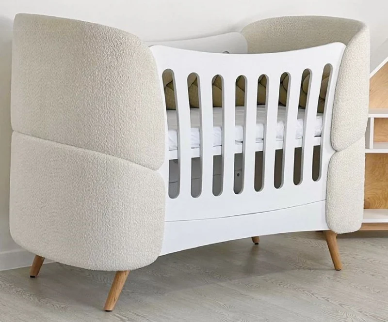 Casa Padrino Luxus Babybett Weiß / Creme / Naturfarben 145 cm