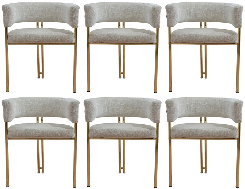 Casa Padrino Luxus Esszimmer Stuhl 6er Set mit Armlehnen Grau / Gold H. 74 cm