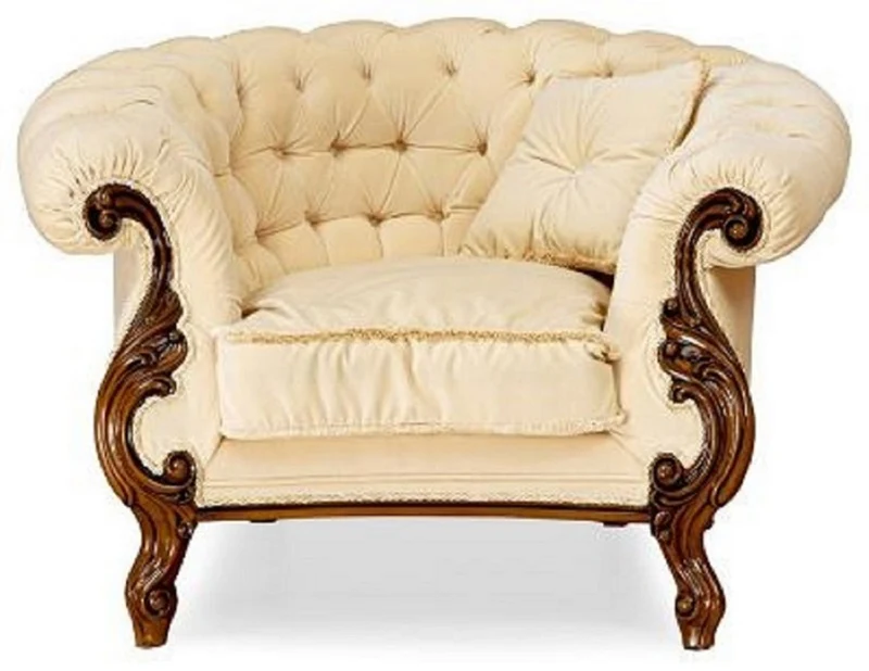 Casa Padrino Luxus Barock Wohnzimmer Set Creme / Braun - 2 Barock Sofas & 2 Barock Sessel & 1 Barock Couchtisch - Luxus Wohnzimmer Möbel im Barockstil - Edel & Prunkvoll
