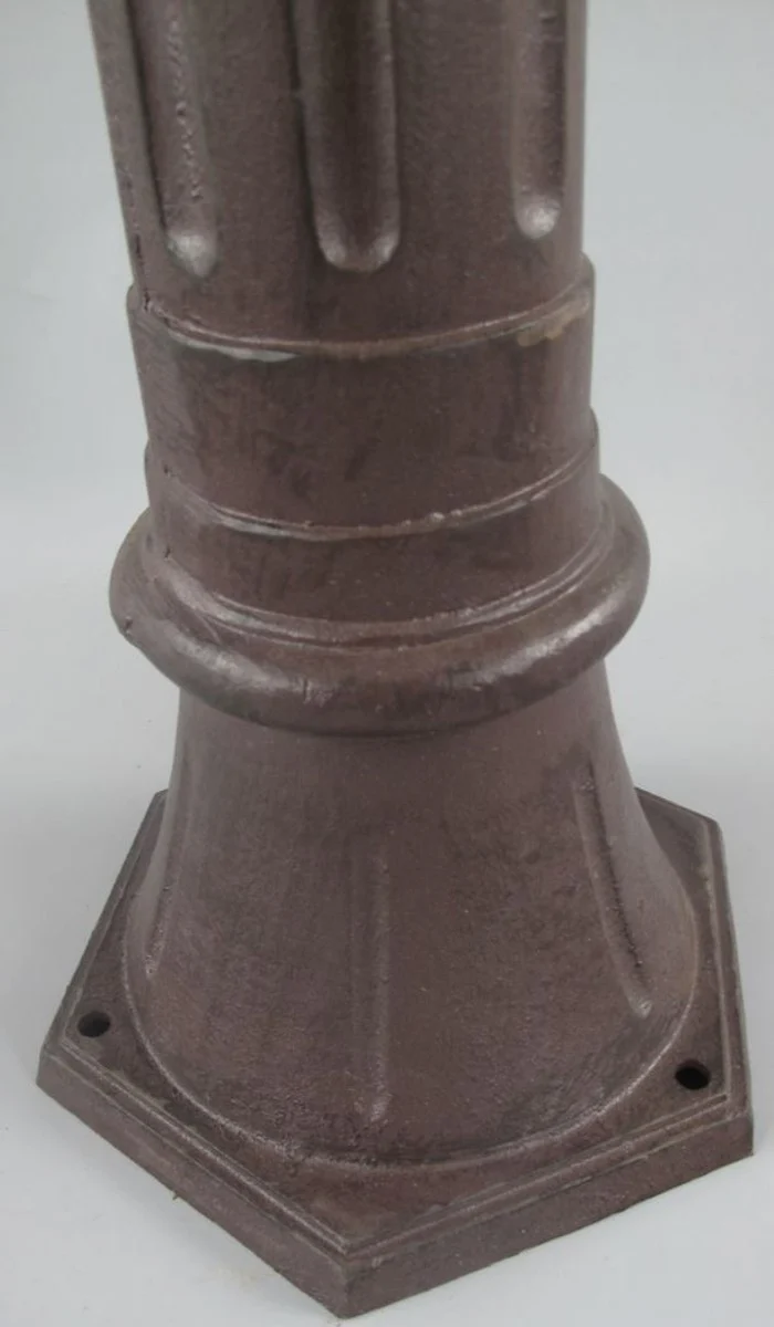 Casa Padrino Jugendstil Garten Wassersäule rustikal Braun / Messing Ø 23 x H. 97 cm - Nostalgische Aluminium Wasserzapfsäule mit Wasserhahn - Garten Deko Accessoires