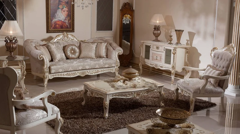 Casa Padrino Luxus Barock Couchtisch Weiß / Beige / Gold - Prunkvoller Massivholz Wohnzimmertisch im Barockstil - Barock Wohnzimmer Möbel - Edel & Prunkvoll