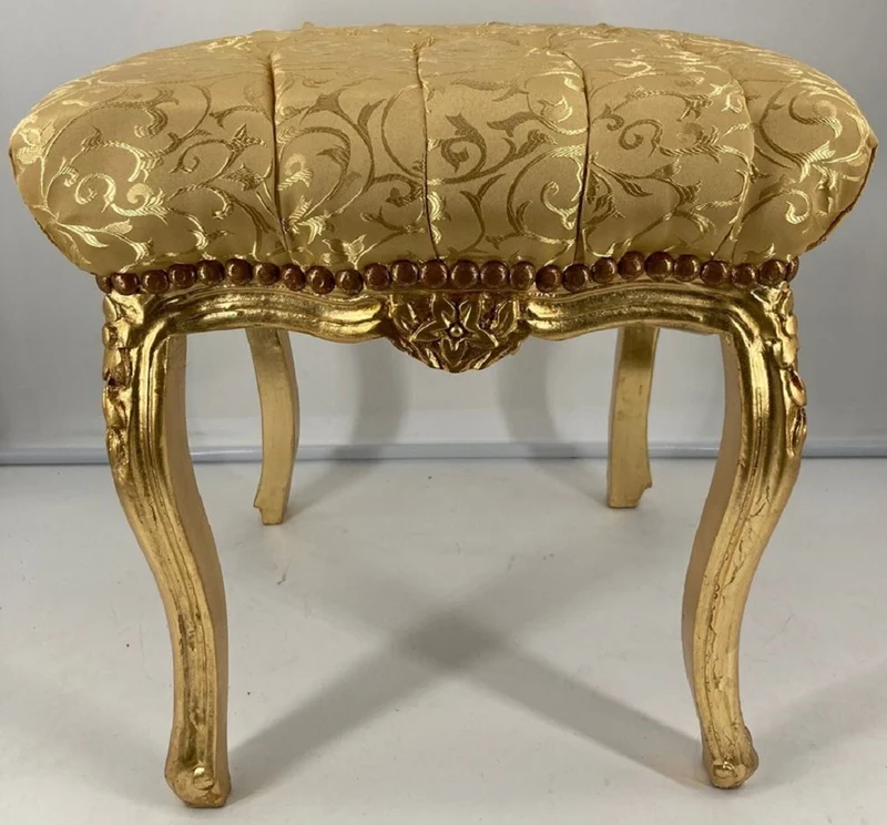 Casa Padrino Barock Hocker Gold Muster / Gold - Handgefertigter Antik Stil Fußhocker im Barockstil - Barockstil Wohnzimmer Möbel