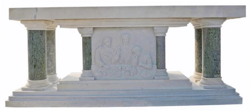 Casa Padrino Luxus Barock Altar Weiß / Grün 250 x 100 x H. 80 cm - Prunkvoller Marmor Altar - Luxus Marmor Möbel im Barockstil - Edel & Prunkvoll