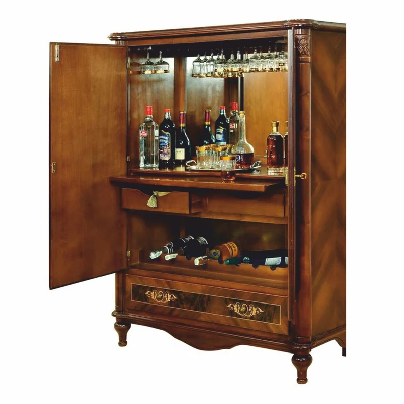 Casa Padrino Luxus Barock Barschrank Braun / Dunkelbraun H. 160 cm - Barockstil Bar Möbel