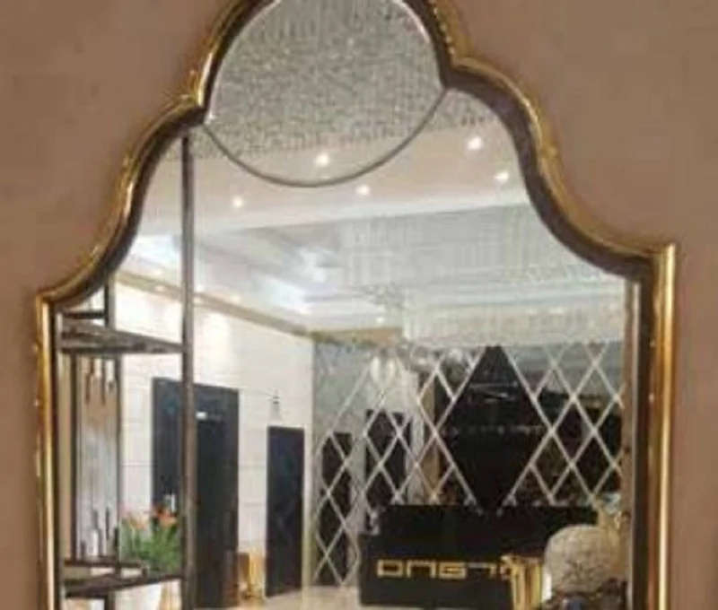 Casa Padrino Luxus Art Deco Wandspiegel Gold 53 x 3 x H. 98 cm - Eleganter Wohnzimmer Spiegel mit Metallrahmen - Schlafzimmer Spiegel - Garderoben Spiegel - Luxus Art Deco Möbel