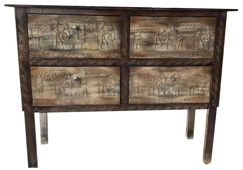 Casa Padrino Luxus Landhausstil Kommode Antik Dunkelbraun - Handgefertigter Massivholz Schrank mit 4 Schubladen - Landhausstil Möbel