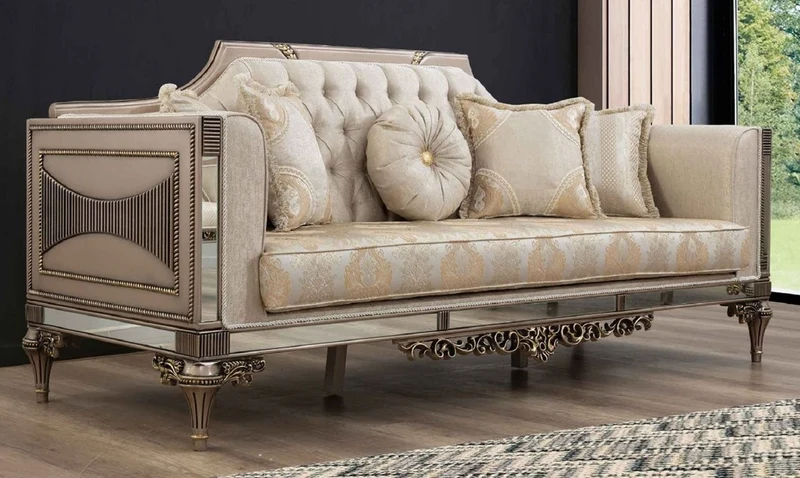 Casa Padrino Luxus Barock Sofa - Handgefertigtes Wohnzimmer Sofa im Barockstil - Barock Wohnzimmer & Hotel Möbel - Edel & Prunkvoll