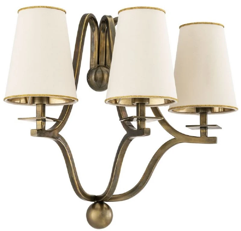 Casa Padrino Luxus Jugendstil Wandleuchte Vintage Messingfarben / Weiß / Gold 43 x 26,5 x H. 40 cm - Barock & Jugendstil Wandleuchten
