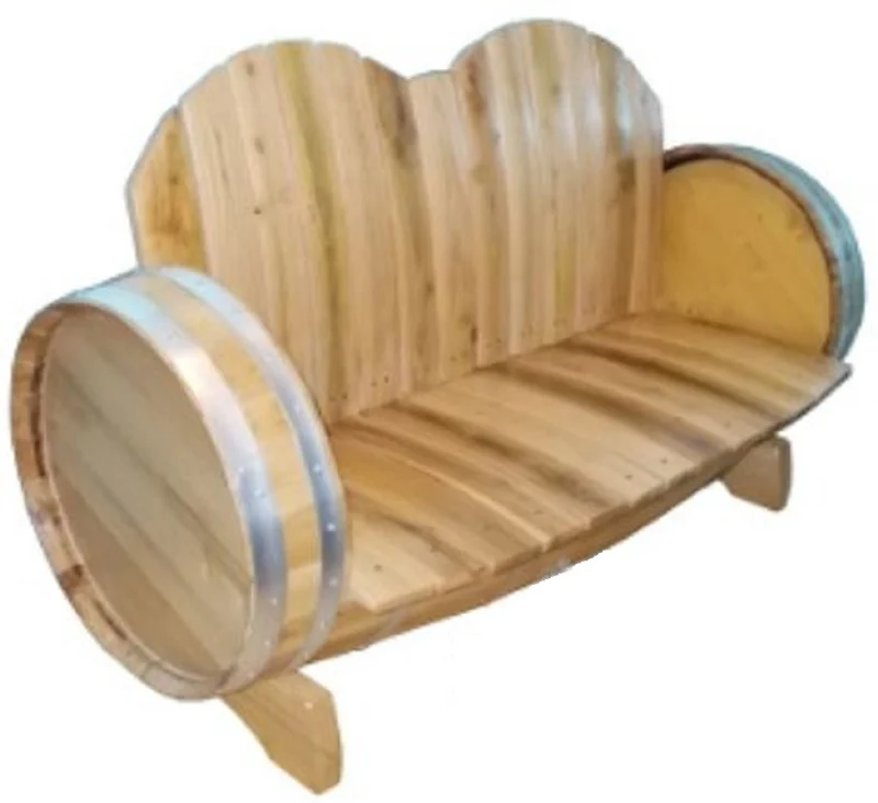 Casa Padrino Luxus Fass Sofa Naturfarben / Silber 160 x 65 x H. 98 cm - Handgefertigtes Massivholz Weinfass Sofa - Garten Terrassen Gastronomie Möbel