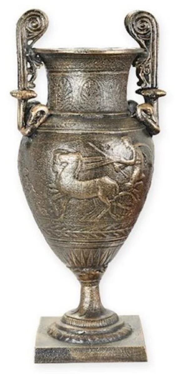 Casa Padrino Barock Vase Bronze 21 x 18 x H. 44 cm - Prunkvolle Gusseisen Blumenvase - Barock Wohnzimmer Deko - Barock Garten Deko - Barock Deko Accessoires
