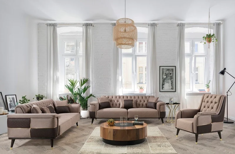Casa Padrino Luxus Sessel Braun / Dunkelbraun / Gold 82 x 89 x H. 91 cm - Moderner Wohnzimmer Sessel - Wohnzimmer Möbel