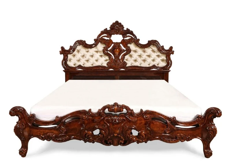 Casa Padrino Luxus Barock Doppelbett Braun / Gold - Barock Schlafzimmer Möbel