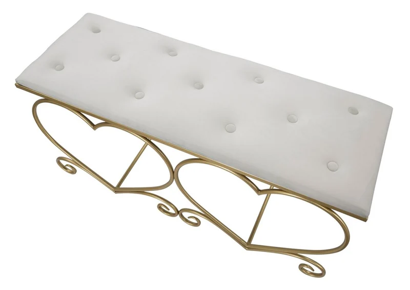 Casa Padrino Luxus Sitzbank Creme / Gold 105 cm - Wohnzimmer & Schlafzimmer Möbel