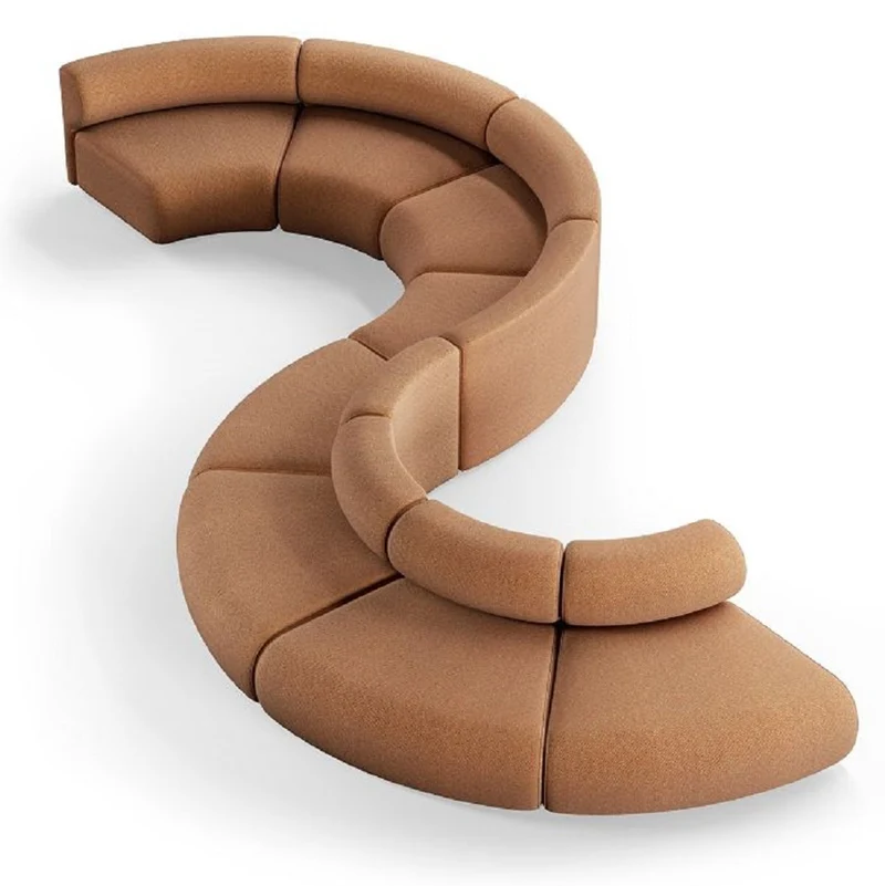 Casa Padrino Luxus Sofa Braun 590 x 340 x H. 72 cm - Gebogenes Modulares 8 Teiliges Sofa - Hotel Sofa - Wohnzimmer Möbel - Hotel Möbel - Luxus Möbel