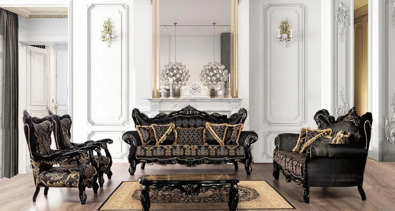 Casa Padrino Luxus Barock Couchtisch Schwarz / Gold - Massivholz Wohnzimmertisch im Barockstil - Barock Wohnzimmer Möbel - Edel & Prunkvoll