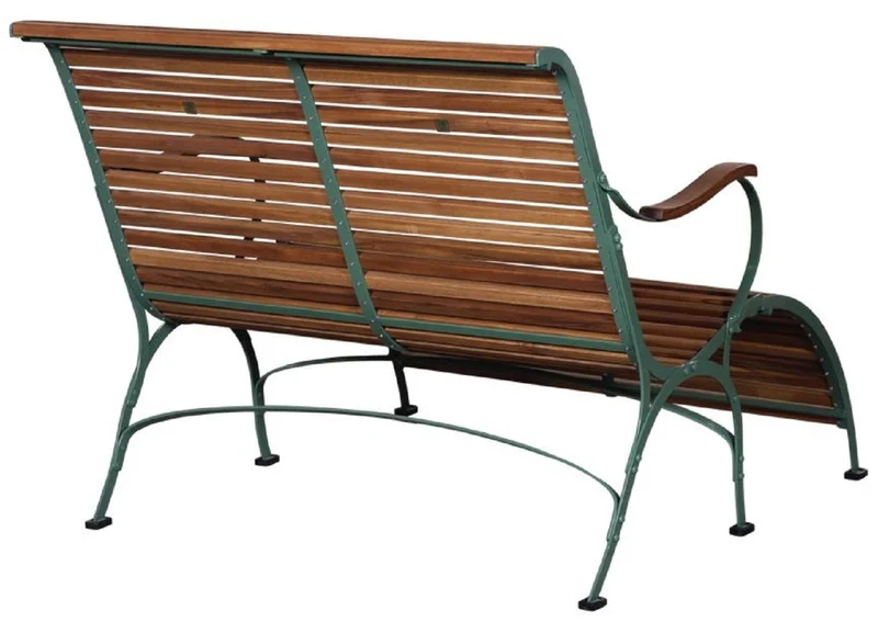 Casa Padrino Luxus Jugendstil Gartenbank Braun / Grün 107 x 150 x H. 91 cm - Garten & Terrassen Sitzbank mit Armlehnen und Fußstütze - Jugendstil Garten & Terrassen Möbel