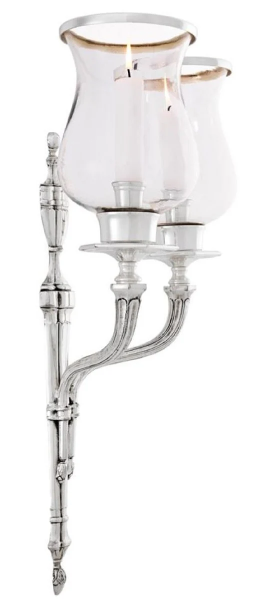 Casa Padrino Luxus Wandkerzenhalter Antik Silber 33 x 18 x H. 56 cm - Hotel & Restaurant Wanddeko