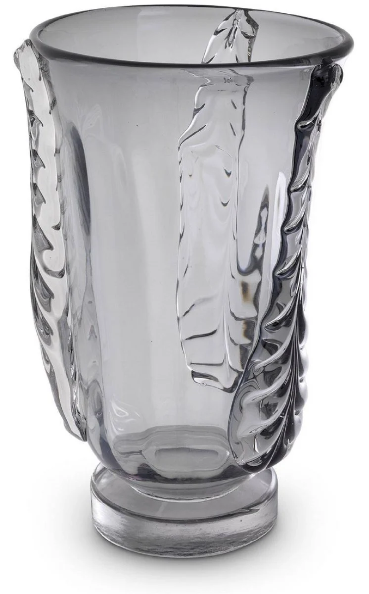 Casa Padrino Luxus Deko Glas Vase Grau Ø 26 x H. 42 cm - Elegante mundgeblasene Blumenvase - Deko Accessoires