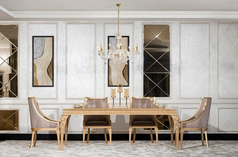 Casa Padrino Luxus Barock Esszimmer Stuhl Grau / Gold - Barockstil Küchen Stuhl - Prunkvolle Luxus Esszimmer Möbel im Barockstil - Barock Möbel - Edel & Prunkvoll