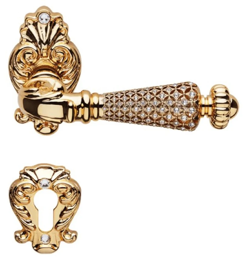 Casa Padrino Barock Türgriff Set mit Swarovski Kristallglas 14,2 cm - Made in Italy