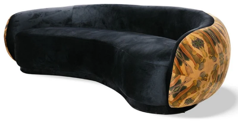 Casa Padrino Luxus Sofa Schwarz / Beige / Mehrfarbig 260 cm