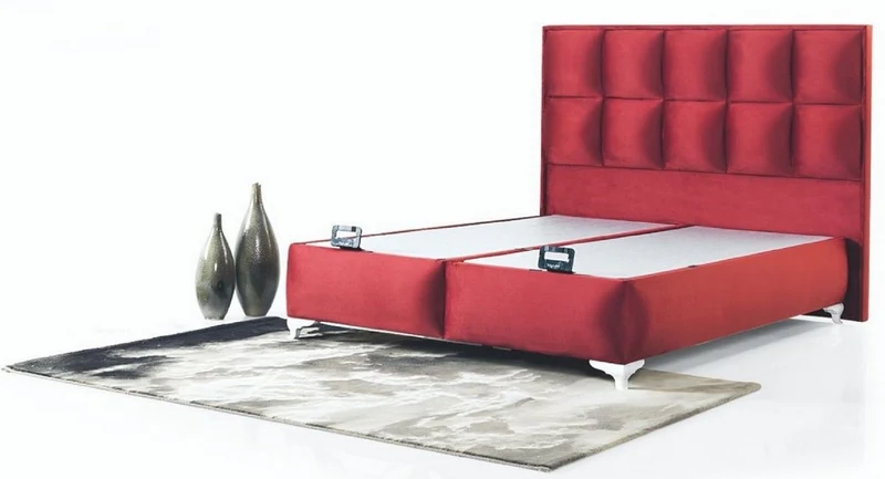 Casa Padrino Luxus Doppelbett Bordeauxrot / Weiß - Modernes Massivholz Bett - Moderne Schlafzimmer & Hotel Möbel - Luxus Kollektion
