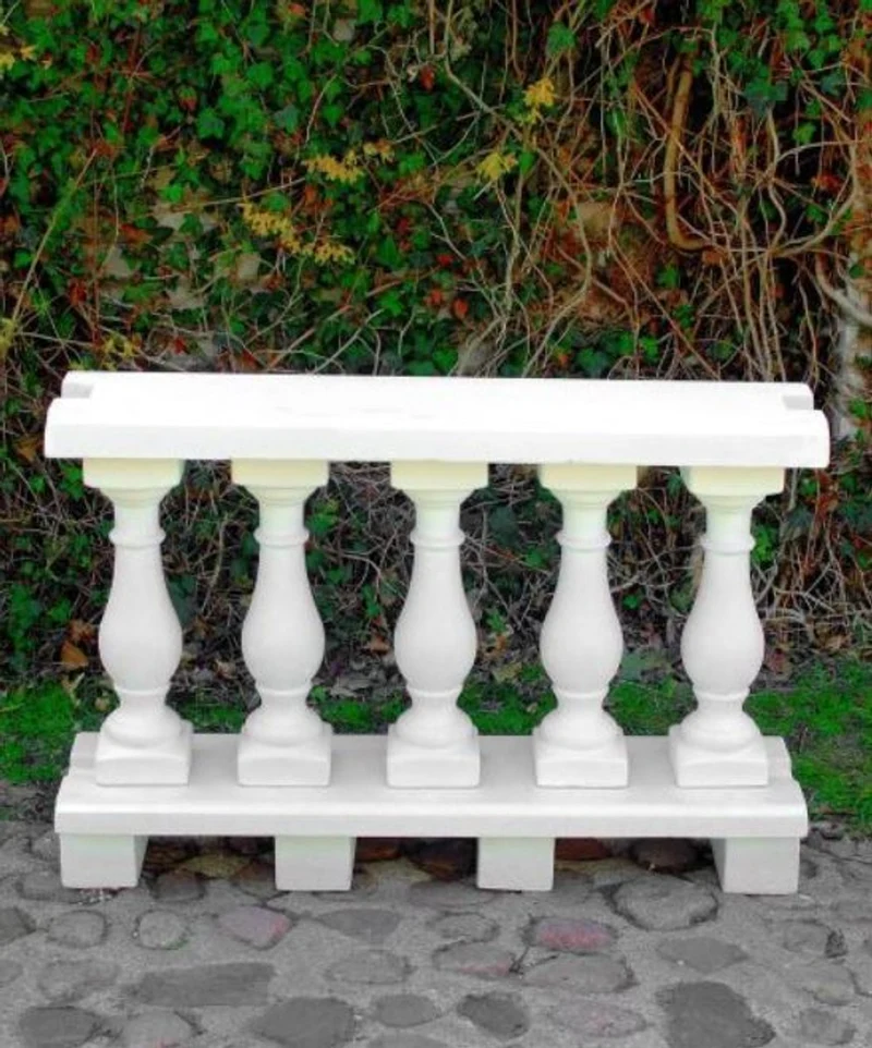 Casa Padrino Jugendstil Balustrade Weiß 100 x 25 x H. 66 cm - Massives Stein Geländer aus feinstem Beton - Garten & Terrassen Balustraden