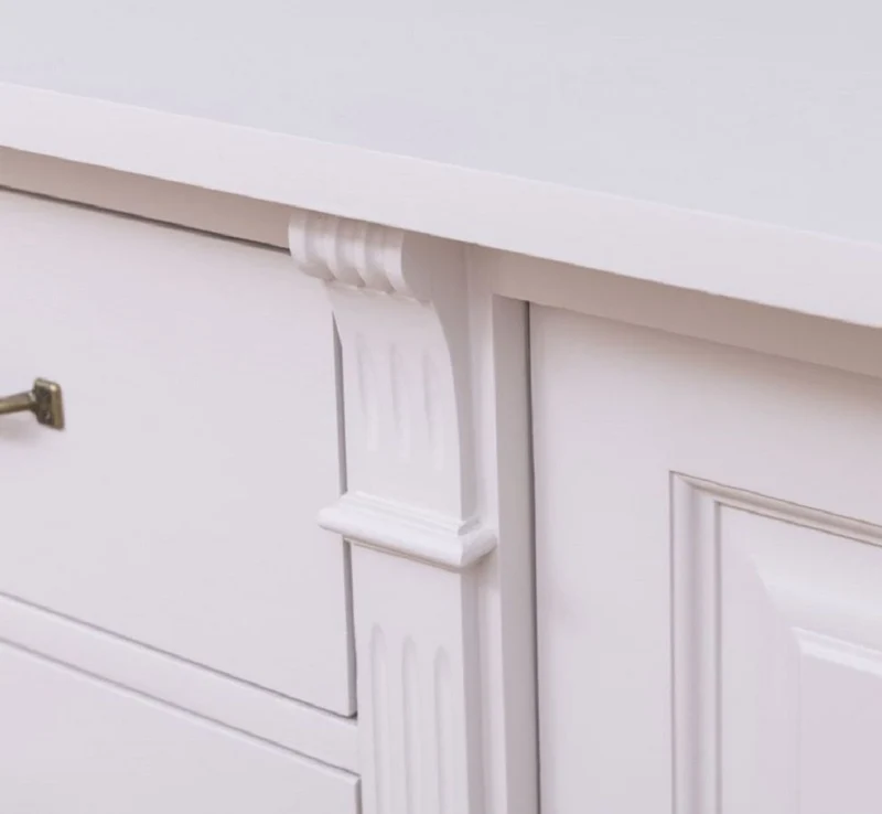 Casa Padrino Landhausstil Sideboard Weiß 219 x 51 x H. 78 cm - Massivholz Schrank mit 2 Türen und 6 Schubladen - Landhausstil Massivholz Möbel