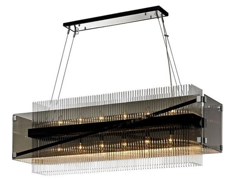 Casa Padrino Luxus Kronleuchter Silber / Dunkelbronze 126,4 x 31,8 x H. 44,5 cm - Luxus Qualität