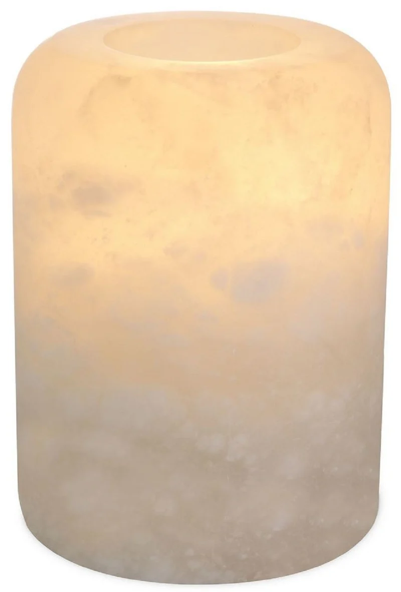 Casa Padrino Luxus Alabaster Teelichthalter Ø 12 x H. 16 cm - Deko Accessoires - Luxus Qualität