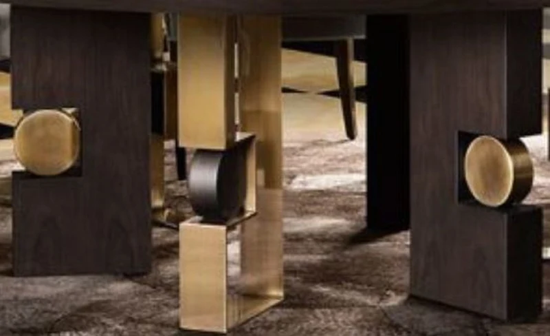 Casa Padrino Luxus Esstisch Dunkelbraun / Messing Ø 160 x H. 76 cm - Runder Massivholz Esszimmertisch - Italienische Luxus Esszimmer Möbel - Luxus Einrichtung - Luxus Qualität - Made in Italy