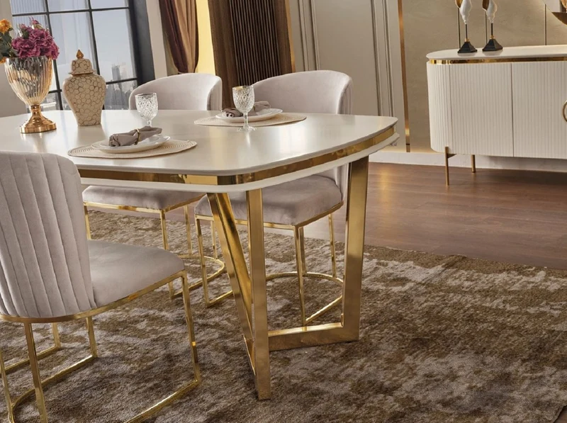 Casa Padrino Luxus Esszimmerstuhl 6er Set Grau / Gold 66 x 52 x H. 90 cm - Luxus Esszimmer & Restaurant Möbel