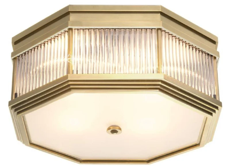Casa Padrino Luxus Deckenleuchte Antik Messingfarben 40,5 x 40,5 x H. 18 cm - Luxus Kollektion