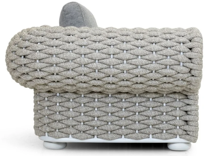 Casa Padrino Luxus Gartensessel Grau / Beige / Weiß 135 cm