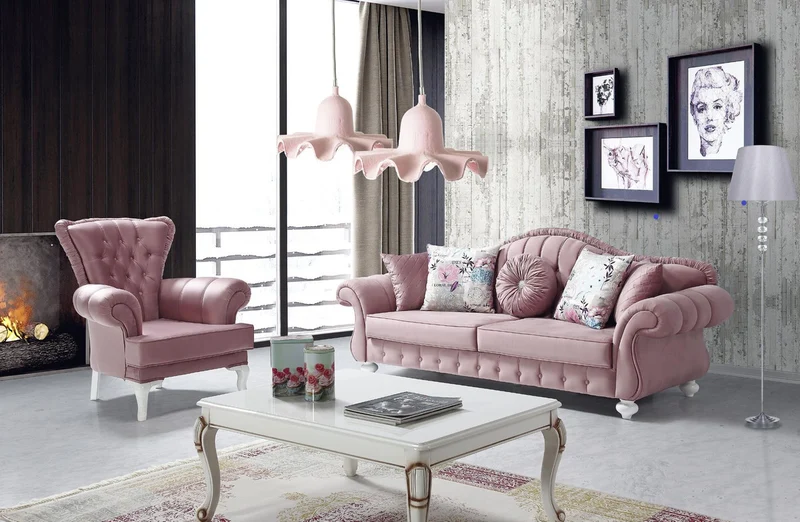 Casa Padrino Barock Sessel Rosa / Weiß 98 x 83 x H. 101 cm - Wohnzimmer Sessel im Barockstil - Barock Möbel
