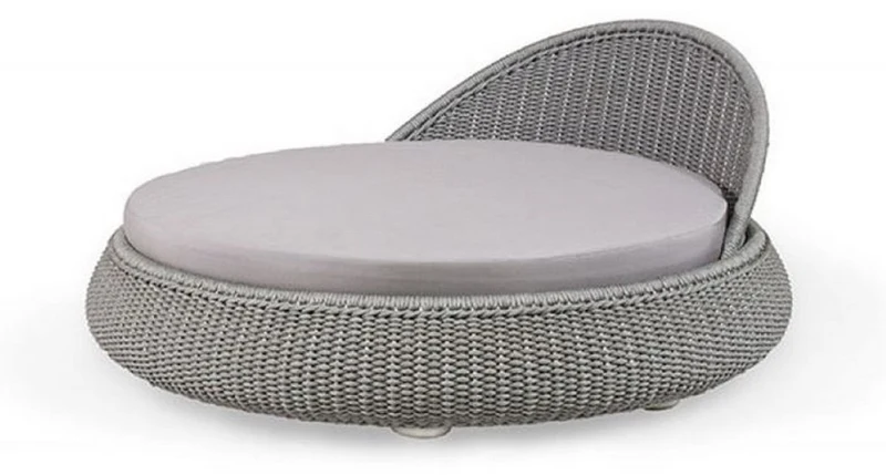 Casa Padrino Luxus Liegeinsel Grau Ø 153 x H. 71 cm - Handgewebte Wetterbeständige Sonneninsel - Moderne Garten Möbel - Hotel Möbel