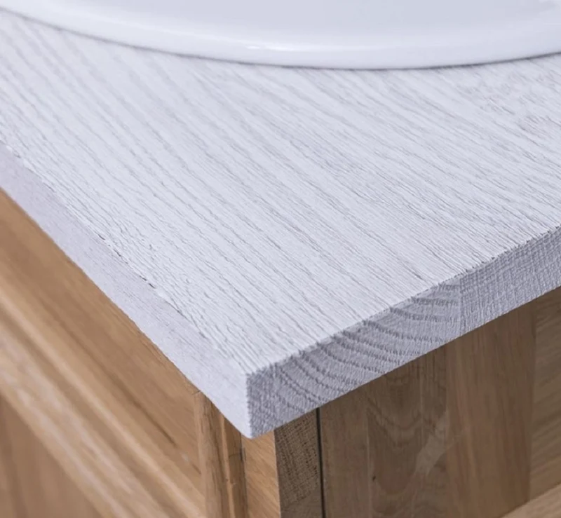Casa Padrino Landhausstil Badezimmer Set Braun / Weiß - 1 Doppelwaschtisch & 2 Waschbecken & 2 Wasserhähne & 1 Wandspiegel - Massivholz Badezimmermöbel im Landhausstil