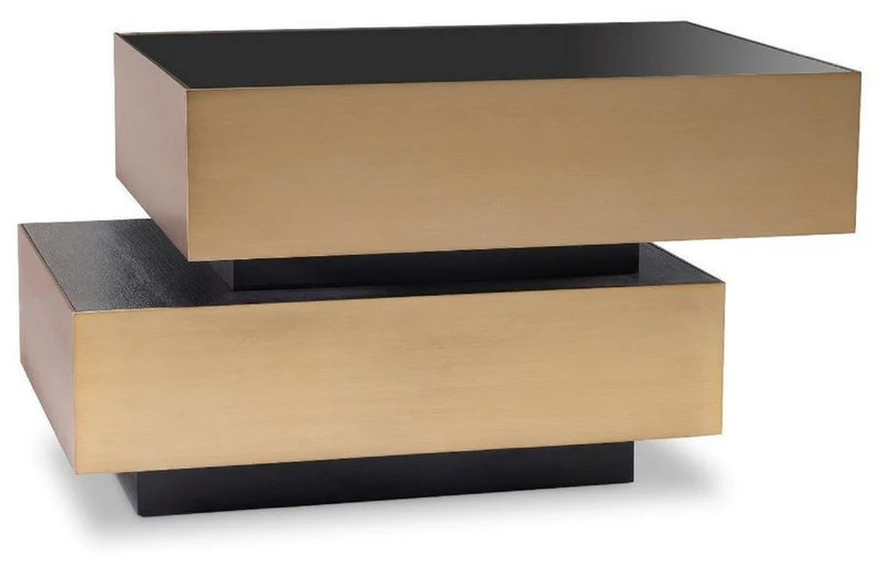 Casa Padrino Luxus Beistelltisch Messingfarben / Anthrazitgrau / Schwarz 62 x 80 x H. 48 cm - Wohnzimmer Möbel - Luxus Qualität
