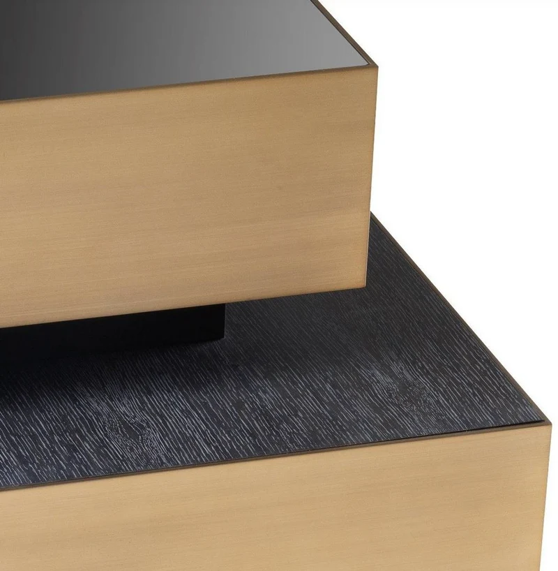Casa Padrino Luxus Beistelltisch Messingfarben / Anthrazitgrau / Schwarz 62 x 80 x H. 48 cm - Wohnzimmer Möbel - Luxus Qualität