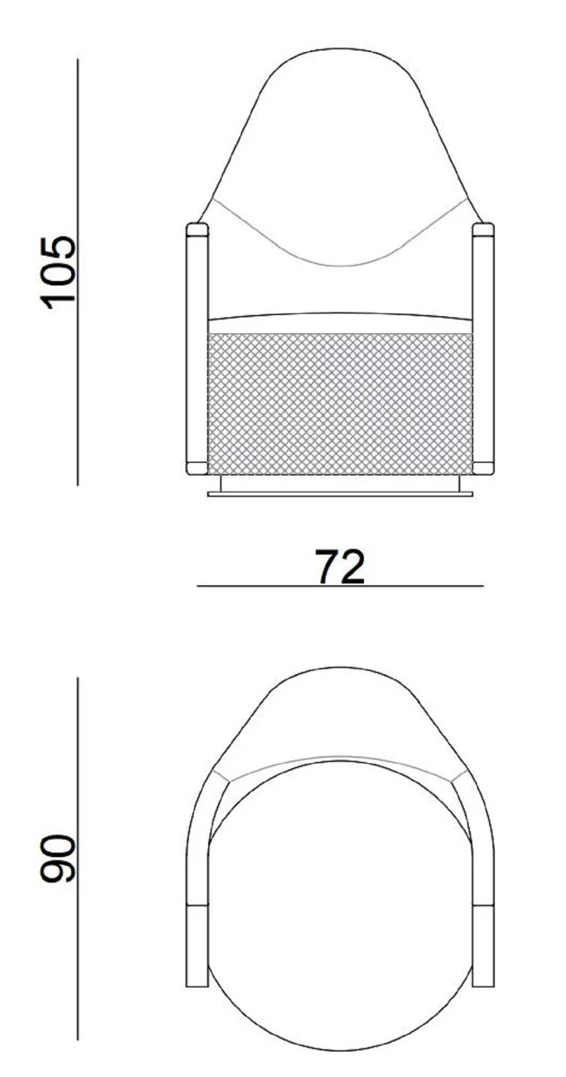 Casa Padrino Luxus Sessel Creme / Grau / Gold 72 x 90 x H. 105 cm - Wohnzimmer Sessel - Hotel Sessel - Wohnzimmer Möbel - Hotel Möbel - Luxus Möbel - Luxus Einrichtung