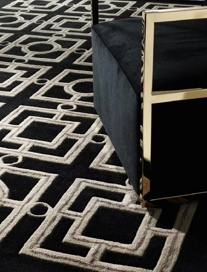 Casa Padrino Luxus Hotel Teppich Schwarz / Taupe - Verschiedene Größen - Luxus Hotel Accessoires